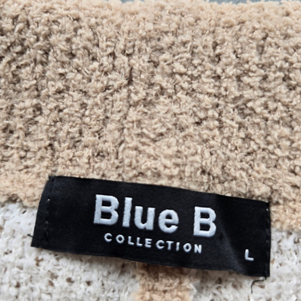 Blue B. Womens Star Print Fuzzy Knit 2 Piece Lounge Set Tan Cream Large 13000SET - Picture 9 of 11